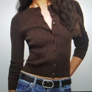 Reformation Natalie cardigan in BROWN